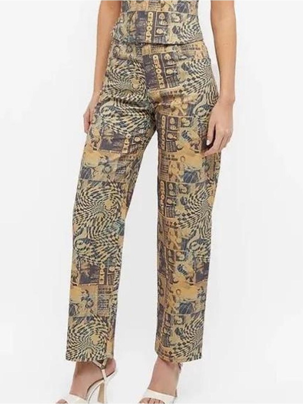 Miaou Fargo Pants in the Wanted newspaper print pattern